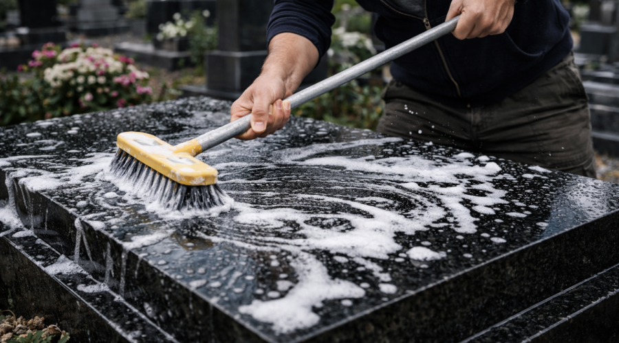 Nettoyage de tombe avant la Toussaint