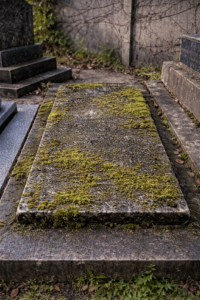 Pierre tombale noire ou verdie : que faire